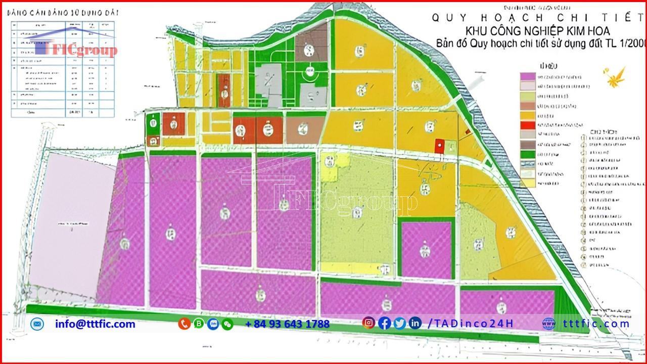 Master plan map of Kim Hoa Industrial Park - Vinh Phuc - TTTFIC Group