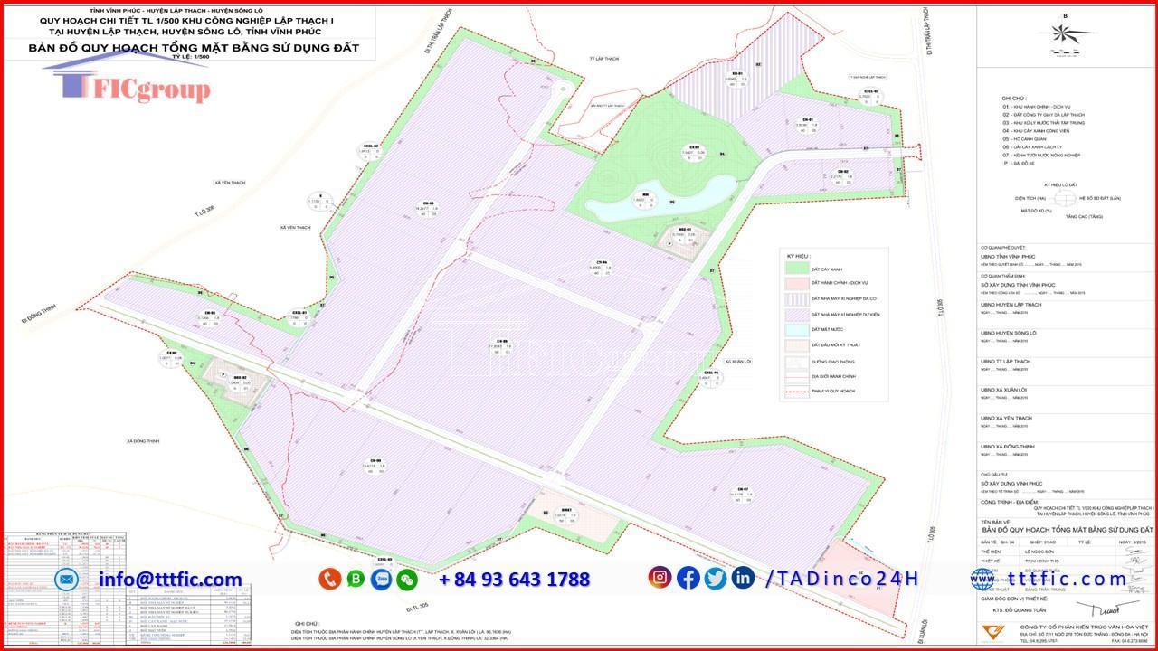 Master plan map of Lap Thach I Industrial Park - Vinh Phuc - TTTFIC Group