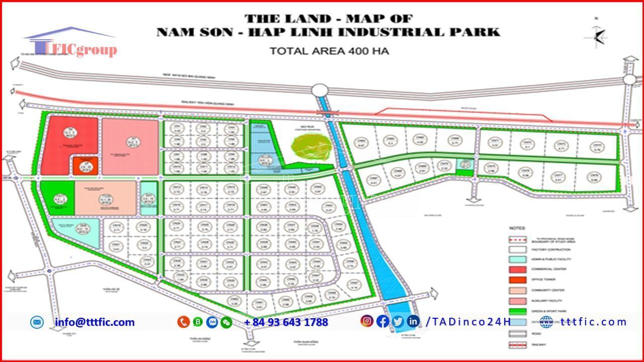 Master plan map of Nam Son - Hap Linh Industrial Park - Bac Ninh - TTTFIC Group