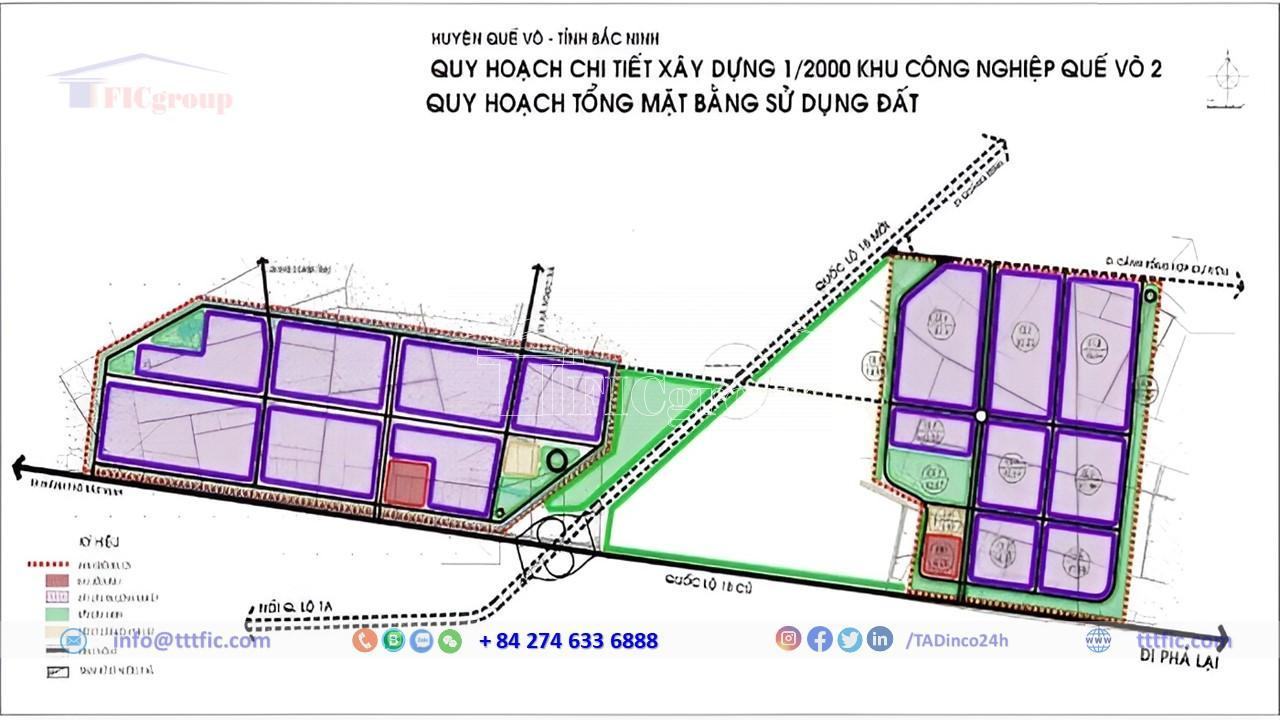 Master plan map of Que Vo II Industrial Park Phase 1 - Bac Ninh - TTTFIC Group