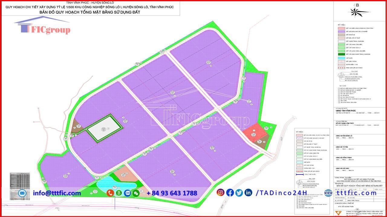 Master plan map of Song Lo 1 Industrial Park - Vinh Phuc - TTTFIC Group