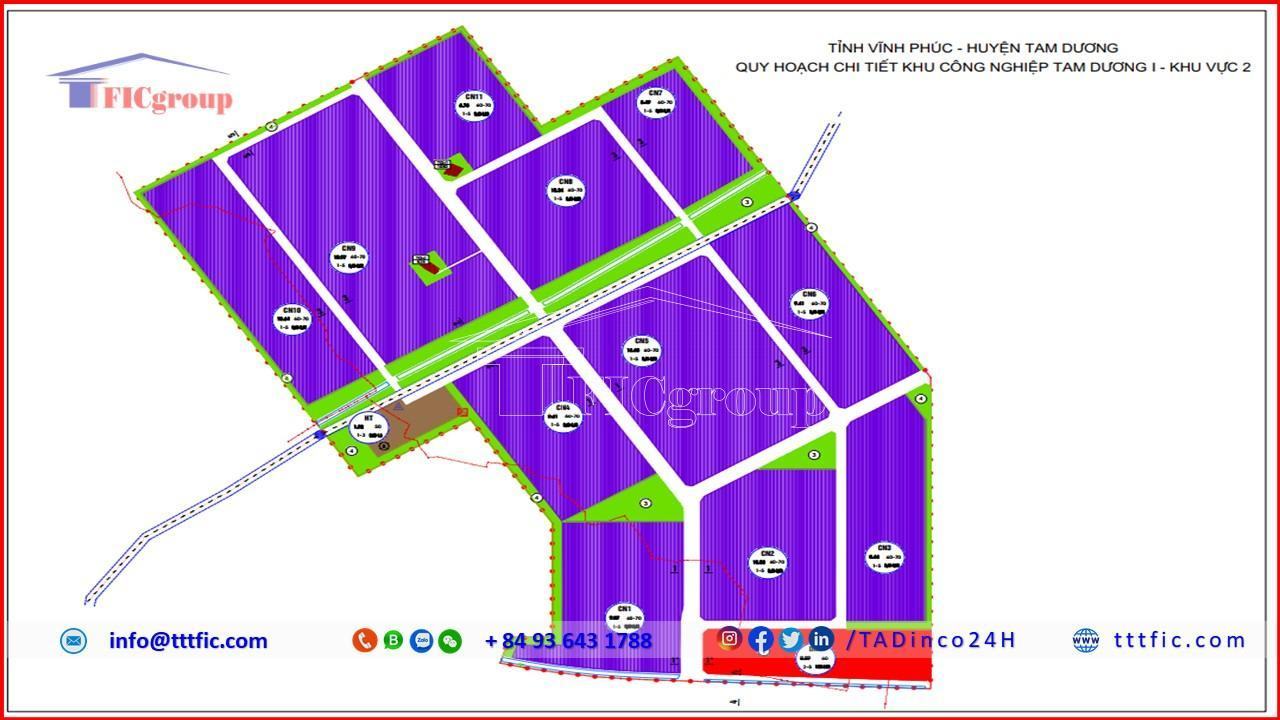 Master plan map of Tam Duong I Industrial Park - Vinh Phuc - TTTFIC Group