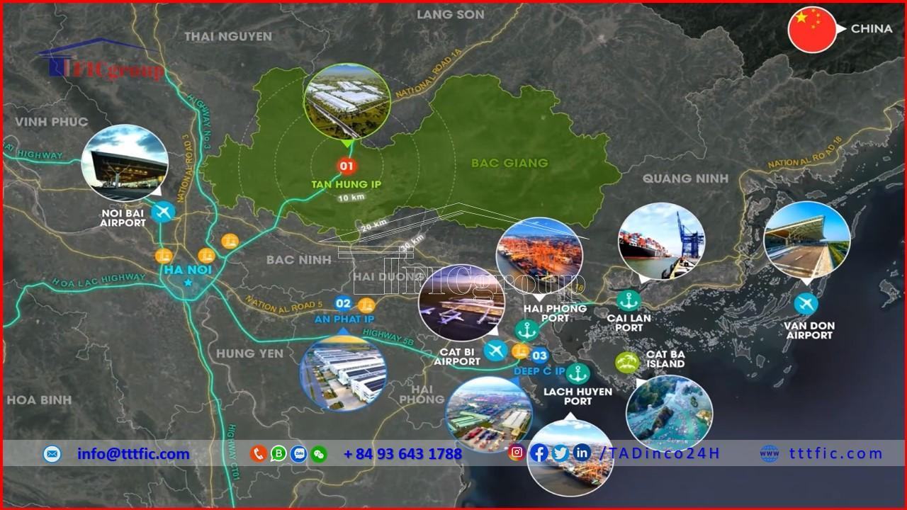 Transportation connectivity to Tan Hung Industrial Park - Bac Giang - TTTFIC Group