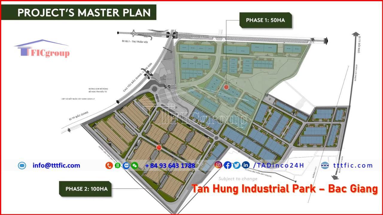 Master plan map of Tan Hung Industrial Park - Bac Giang - TTTFIC Group