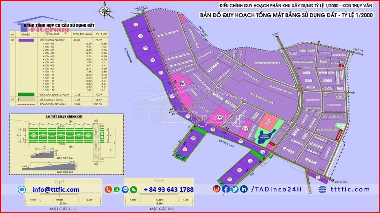 Master plan map of Thuy Van Industrial Park - Phu Tho - TTTFIC Group