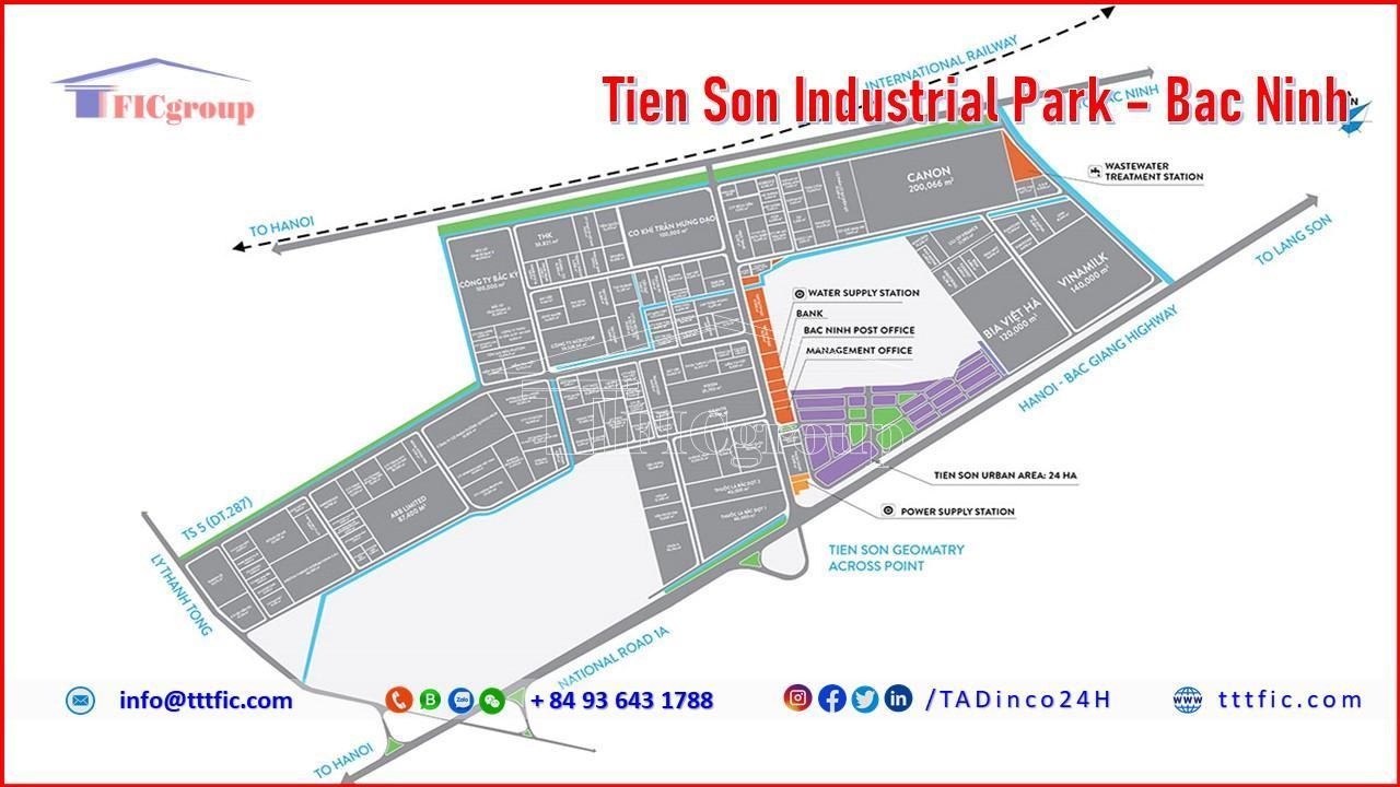 Master plan map of Tien Son Industrial Park - Bac Ninh - TTTFIC Group