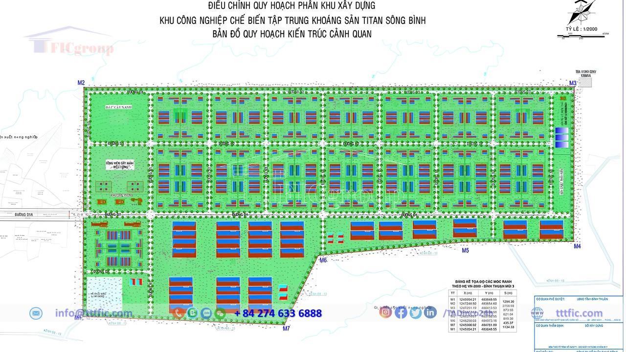 Master plan map of Song Binh Industrial Zone - Binh Thuan Province - TTTFIC Group