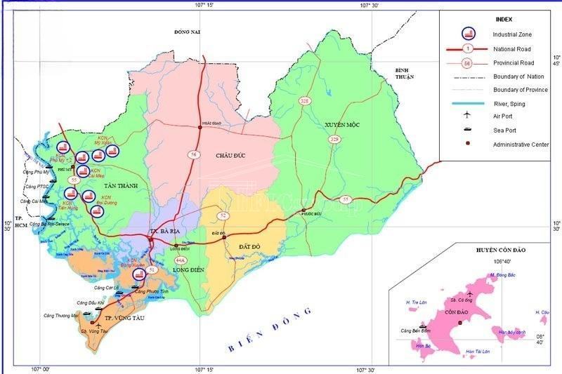 Map of Industrial Zones in Ba Ria Vung Tau - TTTFIC Group