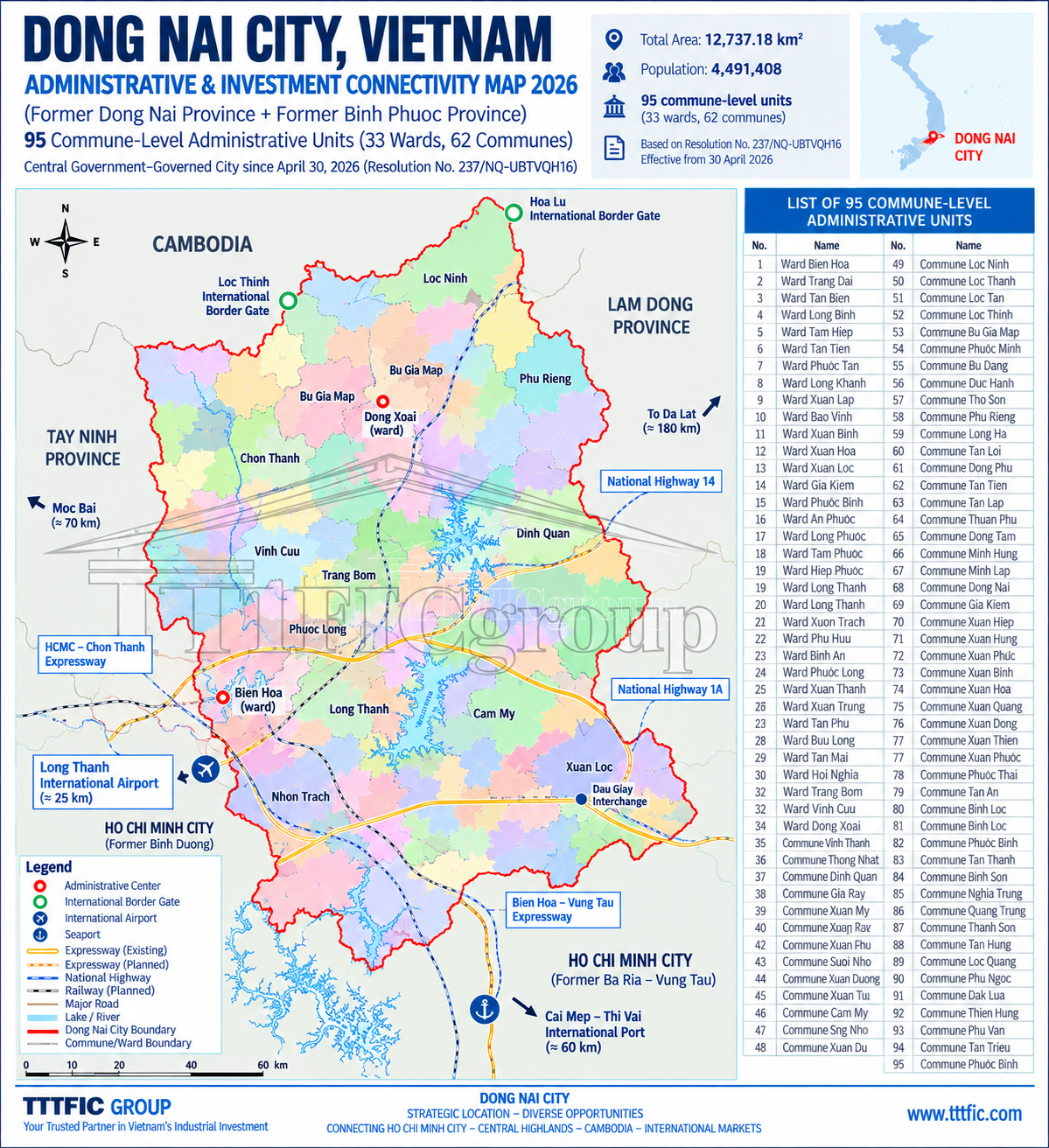 Dong Nai City Vietnam Administrative and Investment Connectivity Map 2026 – TTTFIC Group