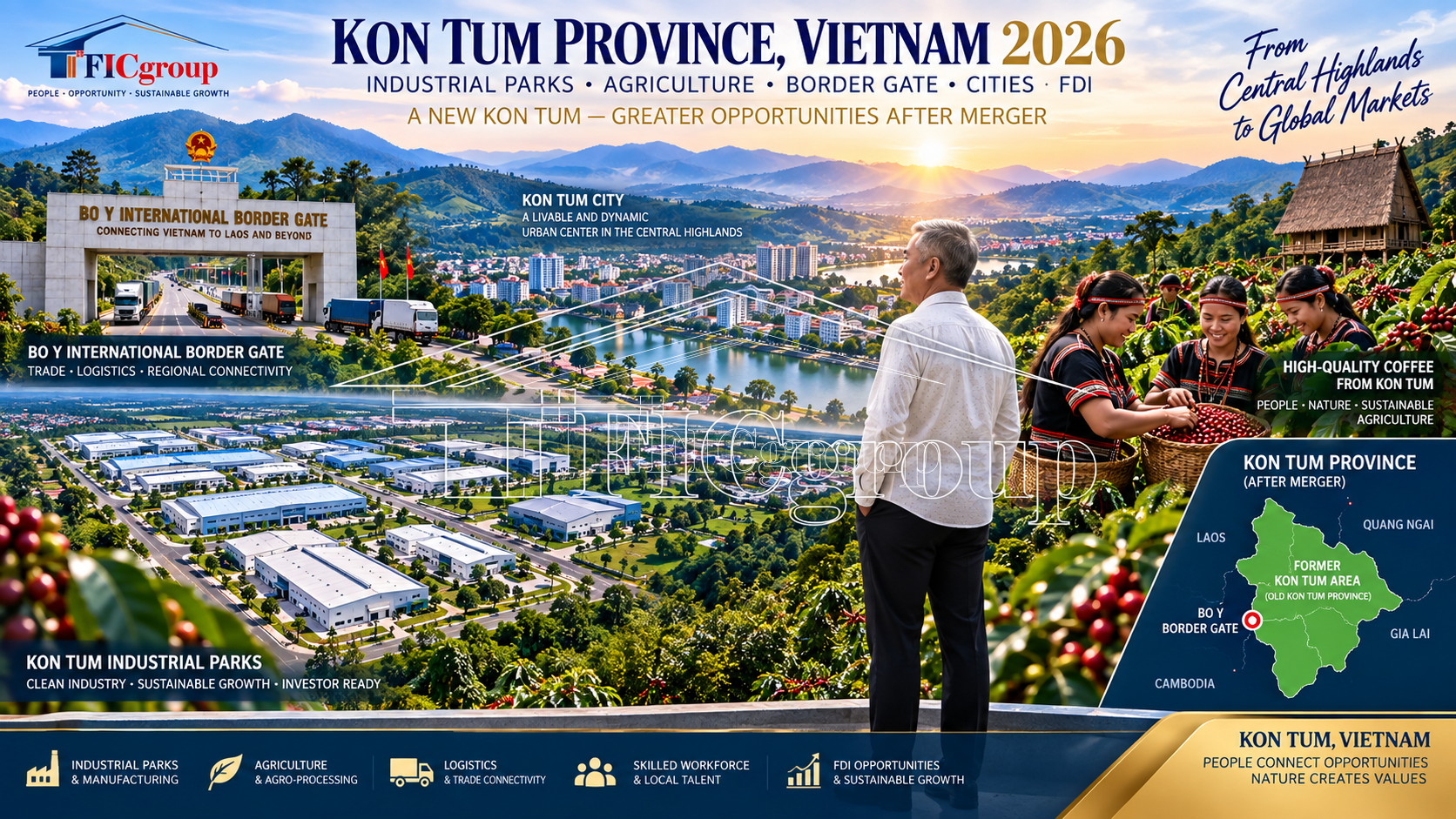 Former Kon Tum Province Vietnam – industrial parks, coffee production and Bo Y International Border Gate