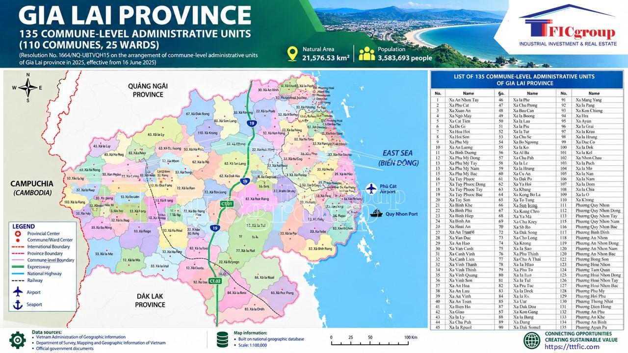 Gia Lai Province Vietnam Administrative Map 2026 | TTTFIC Group