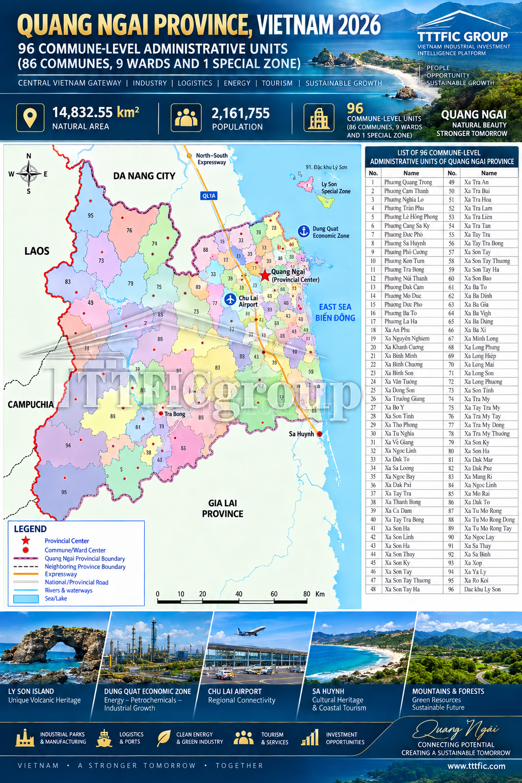 Quang Ngai Province Vietnam 2026 administrative and investment connectivity map – TTTFIC Group