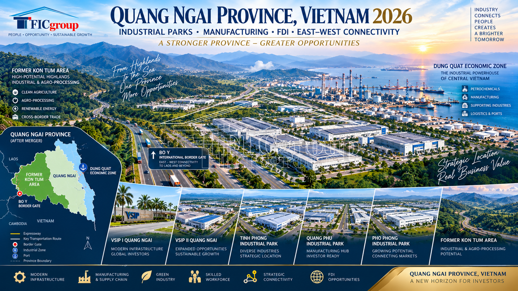 Quang Ngai Province Vietnam industrial parks from former Kon Tum area to Dung Quat Economic Zone 2026