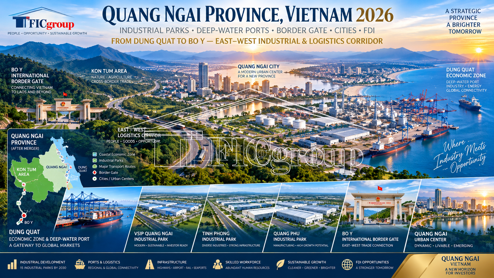 Quang Ngai Province Vietnam industrial parks, Dung Quat Port and Bo Y Border Gate 2026