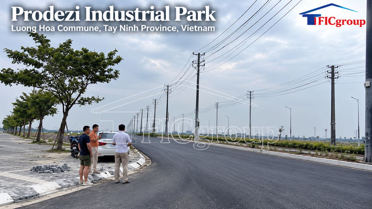 Site survey of newly developed internal roads at Prodezi Industrial Park in Luong Hoa Commune, Tay Ninh Province, Vietnam